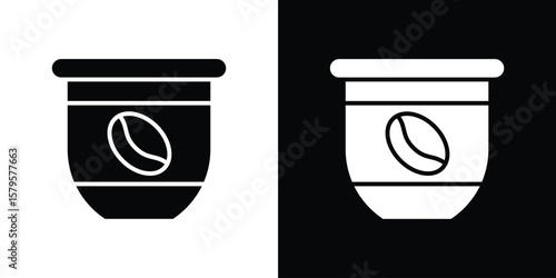 Coffee capsule icon symbol in black and white color. Silhouette Styles.