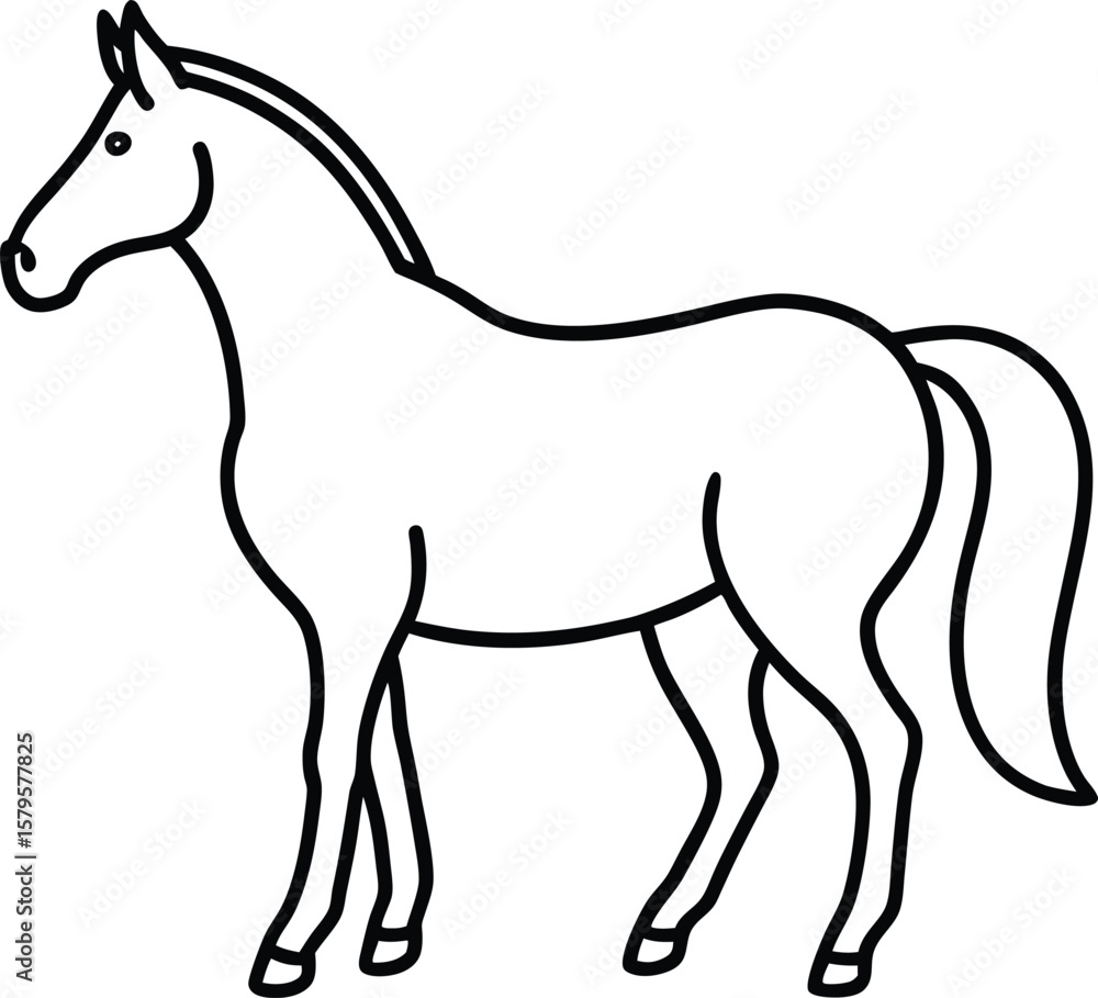 Obraz premium horse icon line art vector illustration on transparent background 