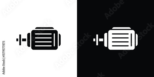 Car alternator icon symbol in black and white color. Silhouette Styles.