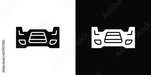 Car bumper icon symbol in black and white color. Silhouette Styles.