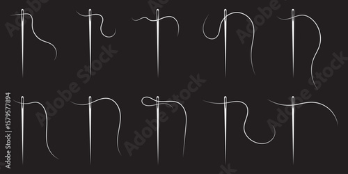needle and thread icon. sewing needle and thread icon. vector illustration eps 10.