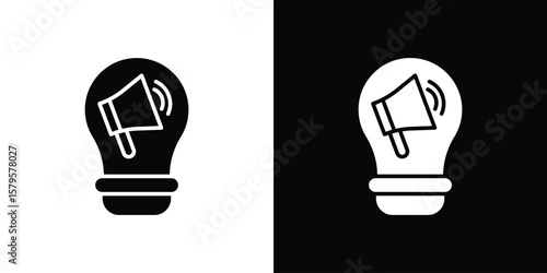 Brand awareness icon symbol in black and white color. Silhouette Styles.