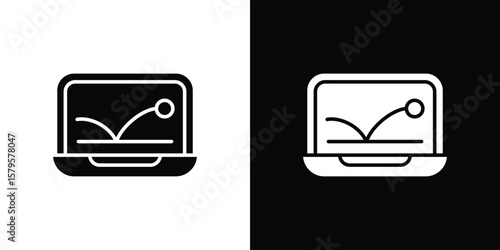Bounce rate icon symbol in black and white color. Silhouette Styles.