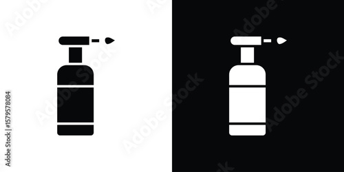 Blowtorch icon symbol in black and white color. Silhouette Styles.