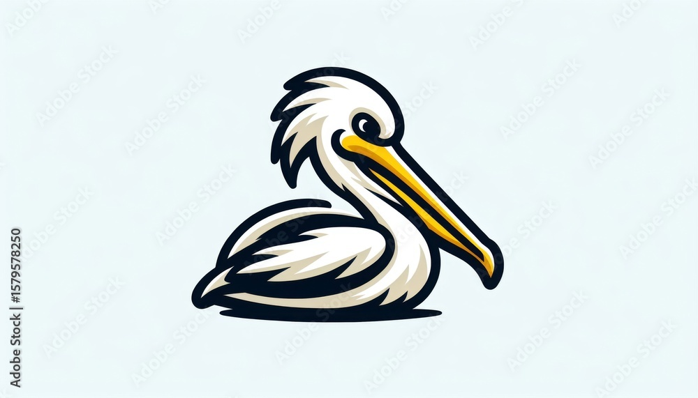 Fototapeta premium White Pelican Illustration Pixel Art