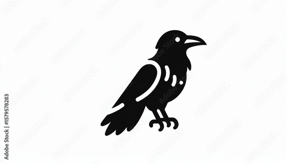Fototapeta premium Black Raven Silhouette Illustration