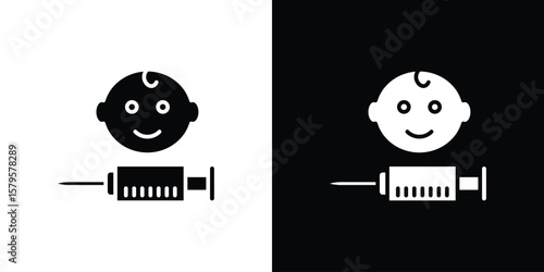 Baby Vaccination icon symbol in black and white color. Silhouette Styles.