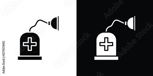 Anesthesia icon symbol in black and white color. Silhouette Styles.