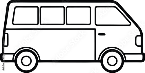 minibus icon line art vector illustration on transparent background	
