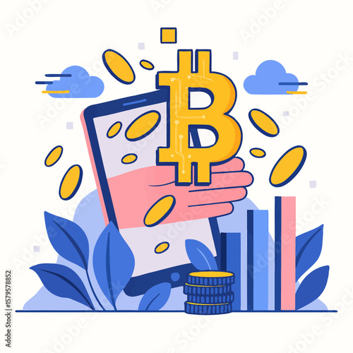 Digital Bitcoin Investment Concept Illustration