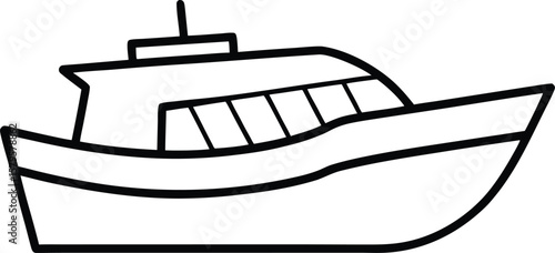 motorboat icon line art vector illustration on transparent background	