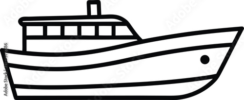 motorboat icon line art vector illustration on transparent background	