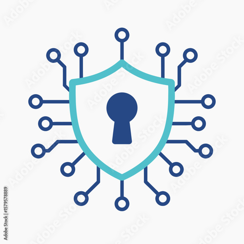 Digital Security Shield with Keyhole Icon