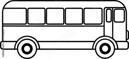 school bus icon line art vector illustration on transparent background	