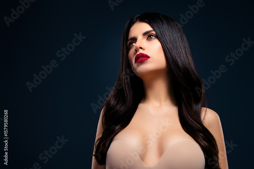 Wallpaper Mural Fabulous brunette woman in stylish attire posing against a dark gradient background, showcasing beauty Torontodigital.ca