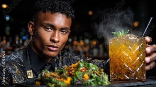 Wallpaper Mural Bartender mixing pumpkin spice cocktail, guy, one person, gardening, handsome Torontodigital.ca