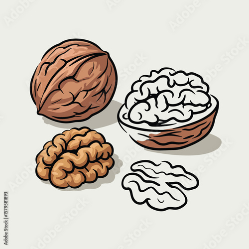 Walnuts resembling human brains symbolizing healthy eating and cognitive function