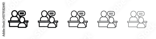 Job interview icon in web style. Vector illustration. Eps10