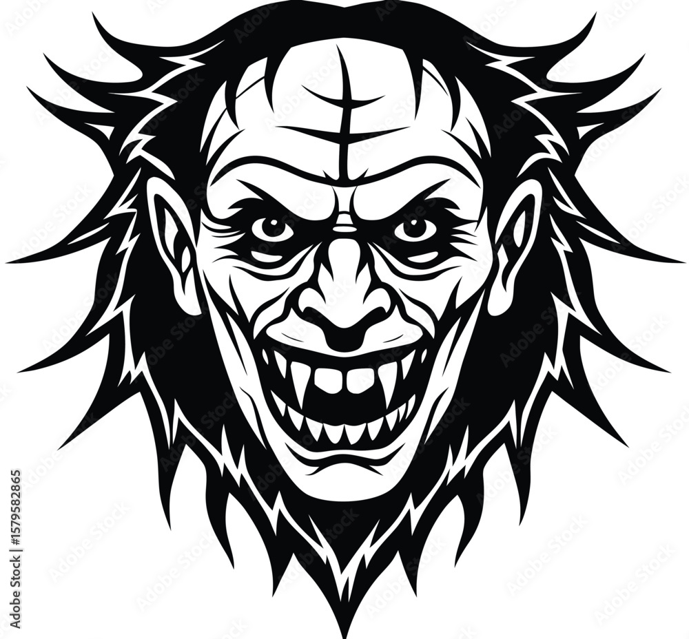 Fototapeta premium Lion head tattoo mascot illustration with tribal gothic art style