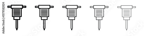 Hydraulic breaker icon in web style. Vector illustration. Eps10