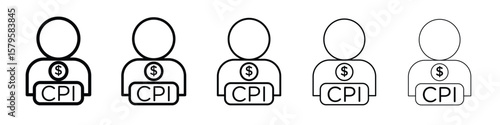 Consumer prices index icon in web style. Vector illustration. Eps10