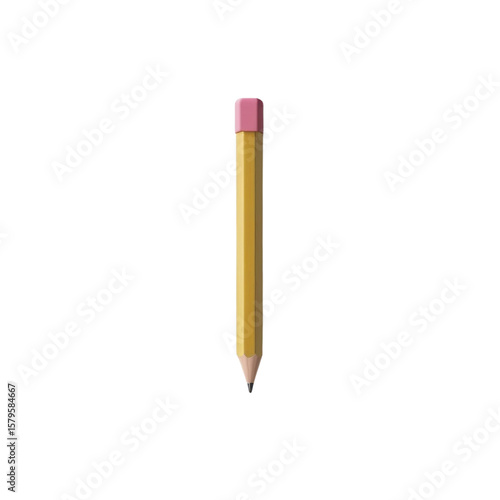 Yellow pencil with pink eraser school supplies stationery writing tool education equipment office supply item object on transparent background