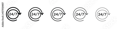 24 7 icon in web style. Vector illustration. Eps10