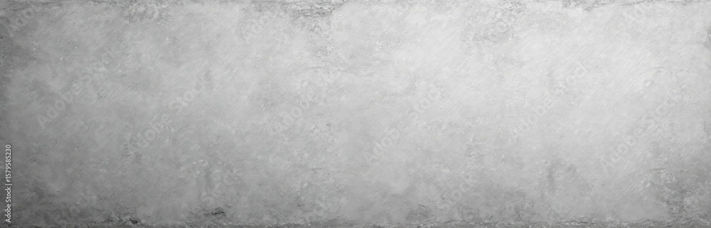 Naklejka premium Pano banner showing textured grey concrete stone wall surface. Abstract weathered grunge background with subtle linear pattern, bright light creating depth, contrast. Ideal for design, interior,