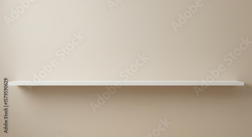 Wallpaper Mural Minimalist Empty White Shelf on a Light Beige Wall for Product Mockups and Display Torontodigital.ca