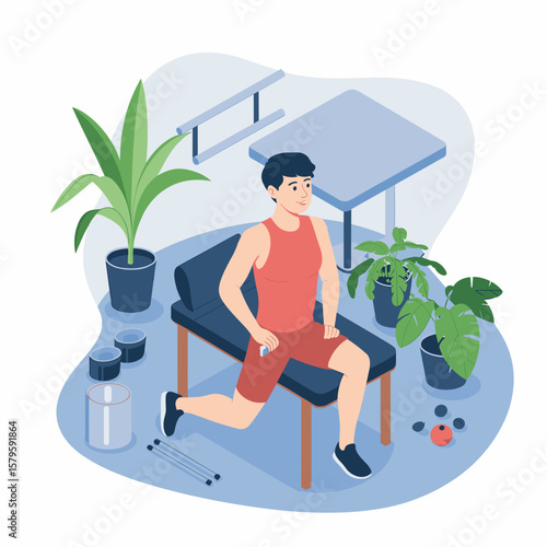 isometric-therapy-rehabilitation, Young man  