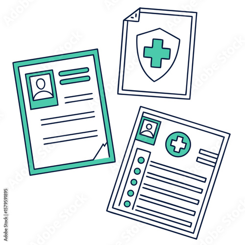 Medical documentation including patient files and insurance form  