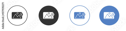 Add photos icon concept. solid style icon designs for website, app, UI.