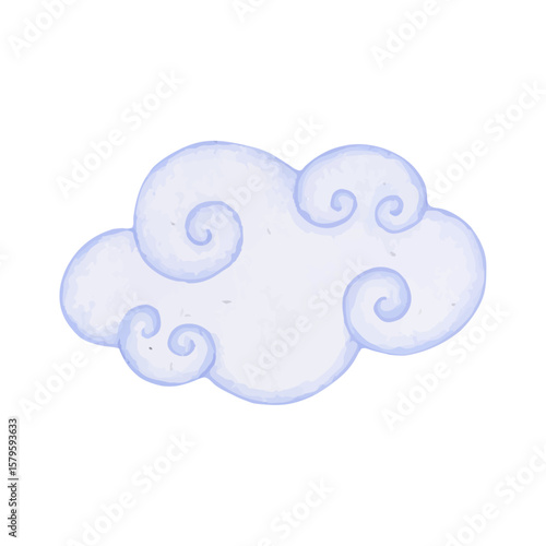 Airy, colorful blue clouds. Vector graphics.
