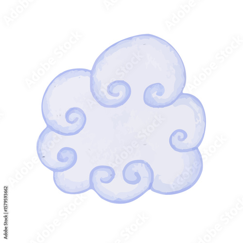Airy, colorful blue clouds. Vector graphics.