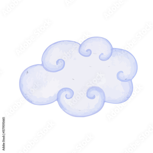 Airy, colorful blue clouds. Vector graphics.