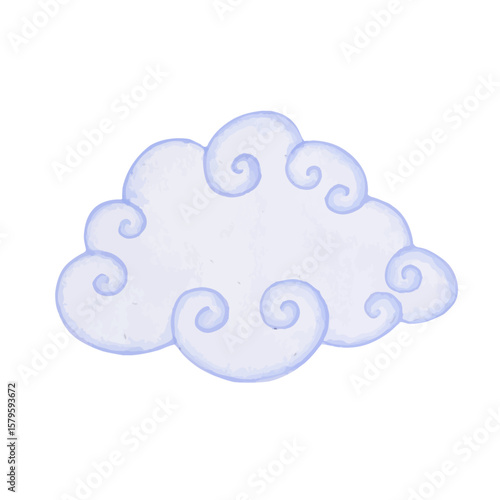 Airy, colorful blue clouds. Vector graphics.