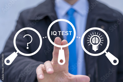 Принти на полотні Business person using virtual touch screen push the inscription: IQ TEST