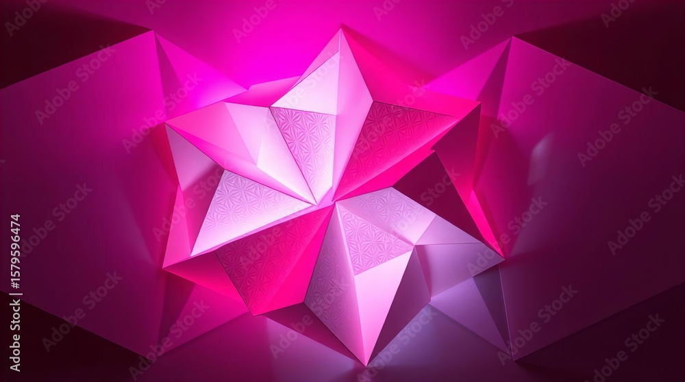Fototapeta premium Origami Light Art In Infrared Pink Glow 