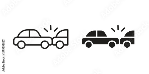 Rear end collision icon vector, sign and symbol for design, website or apps elements.