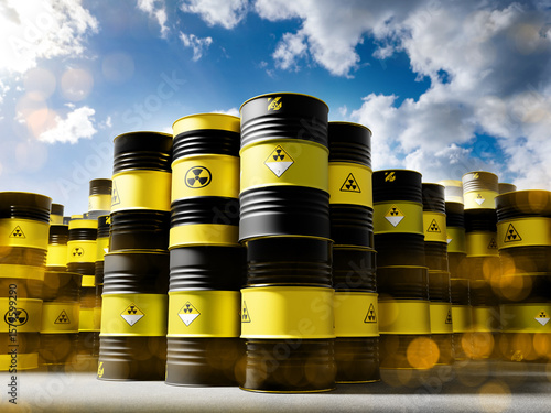 Stacks of yellow and black ...
