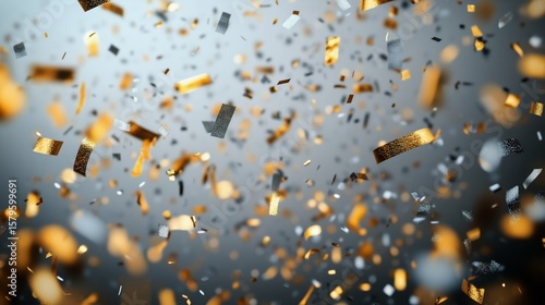Colorful Confetti Falls Gently During a Festive Celebration Marking a Special...