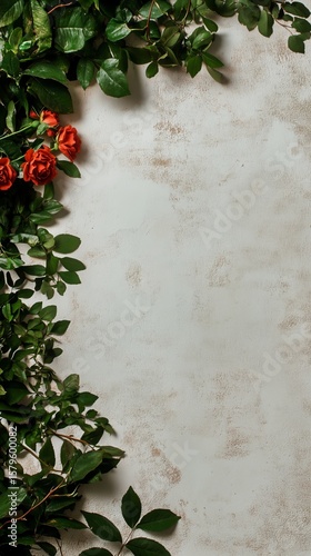 Red Roses Against a Textured Wall Create a Romantic and Artistic Ambiance in ...
