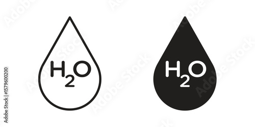 H2o icon vector, sign and symbol for design, website or apps elements.