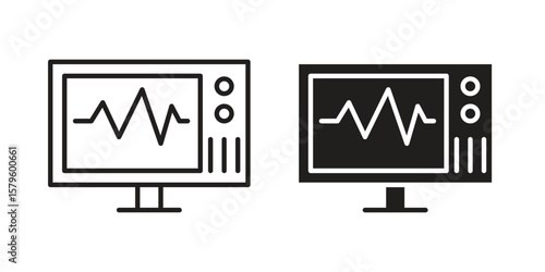 EKG monitor icon vector, sign and symbol for design, website or apps elements.