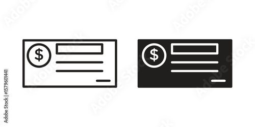 Cheque icon vector, sign and symbol for design, website or apps elements.