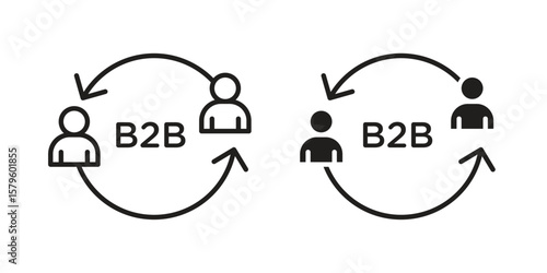 B2B icon vector, sign and symbol for design, website or apps elements.