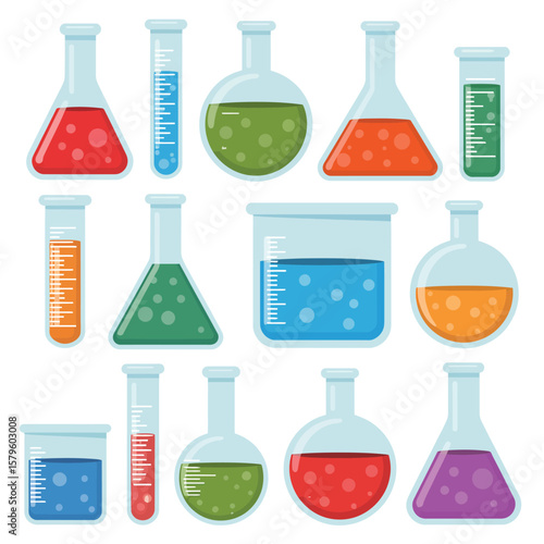 Colorful Collection of Laboratory Glassware