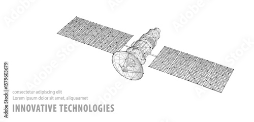 Satellite isolated on white. Space exploration, GPS technology, Spacecraft station