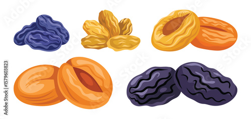 Assortment of Dried Fruits Raisins Apricots and Prunes