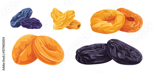Assortment of Dried Fruits Raisins and Apricots